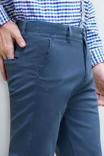 Warm Blue Cotton Chinos