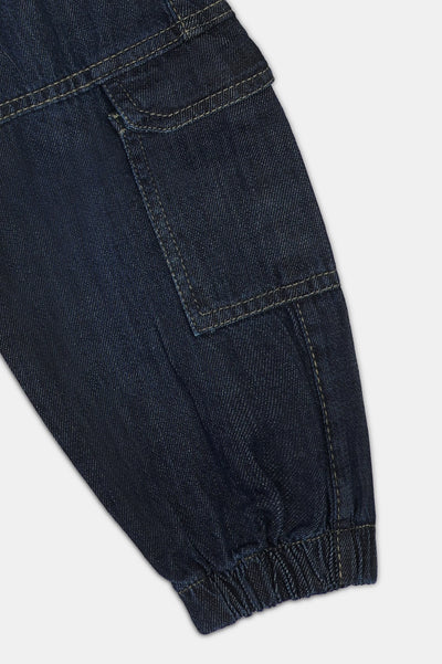 Dark Blue Denim Boys Cargo Pants