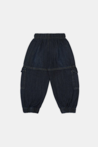 Dark Blue Denim Boys Cargo Pants