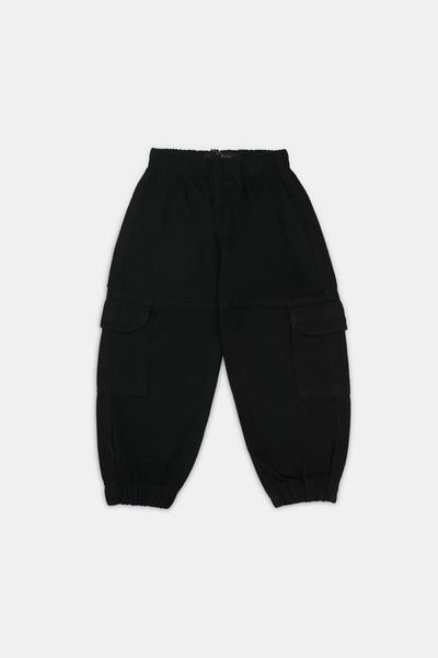 Black Denim Boys Cargo Pants