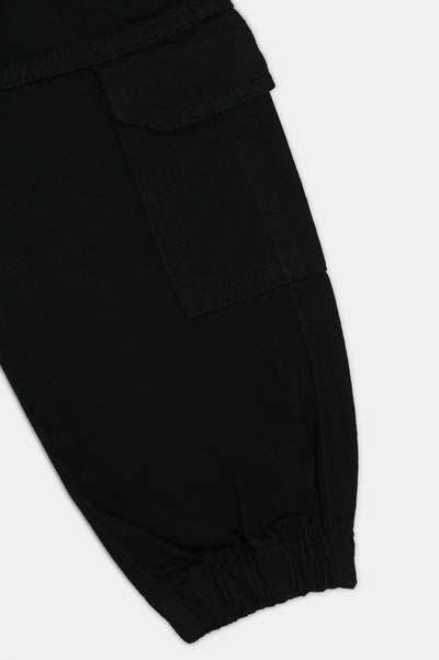 Black Denim Boys Cargo Pants