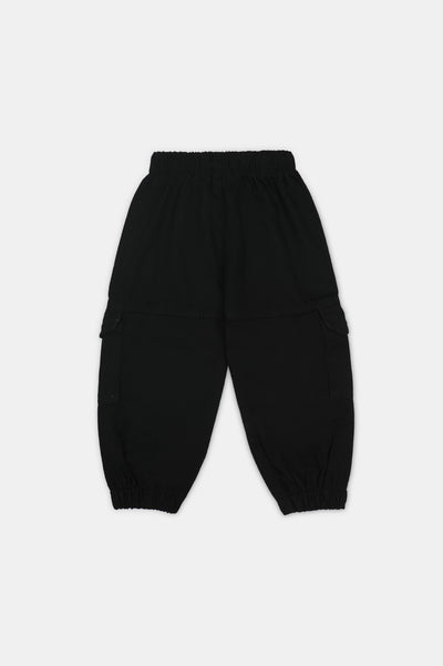 Black Denim Boys Cargo Pants