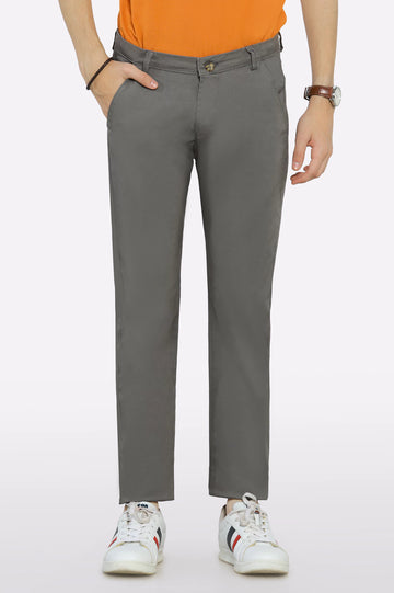 Grey Cotton Chinos For Boys