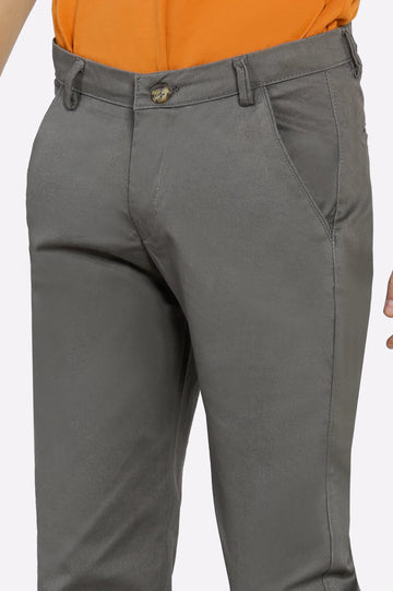 Grey Cotton Chinos For Boys