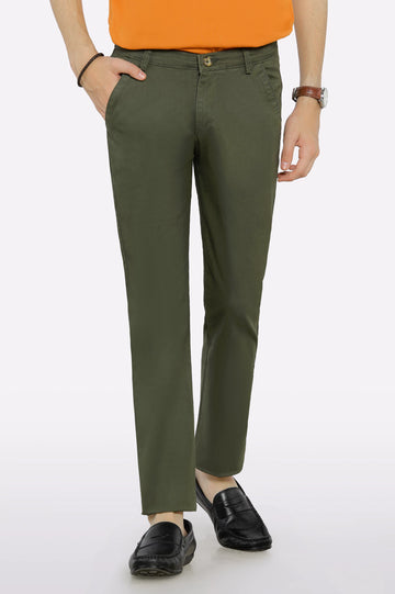 Olive Cotton Chinos For Boys