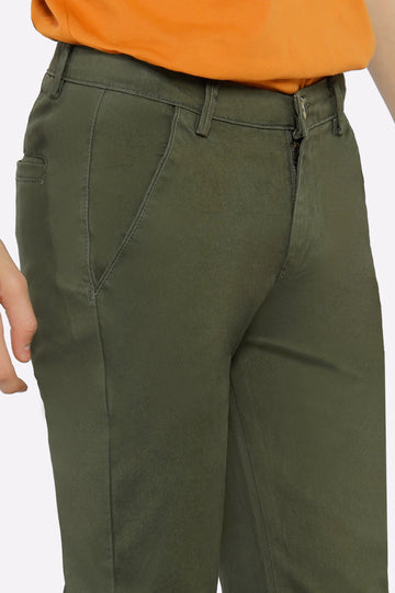 Olive Cotton Chinos For Boys