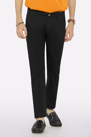 Black Cotton Chinos For Boys