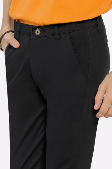Black Cotton Chinos For Boys