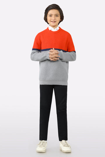 Grey Round Neck Boys Sweaters