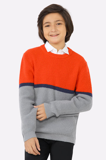 Grey Round Neck Boys Sweaters