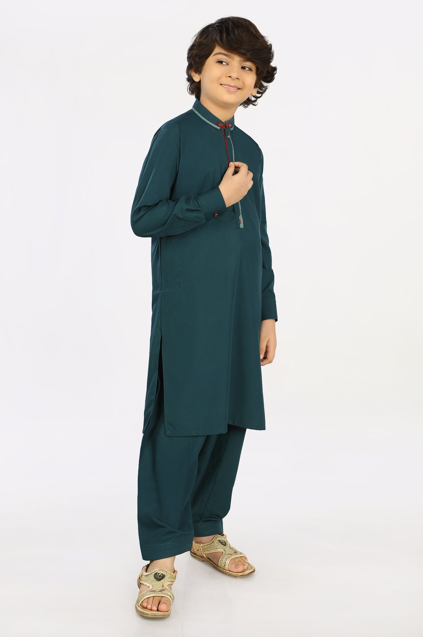 Dark Green Wash & Wear Boys Shalwar Suit From Diners