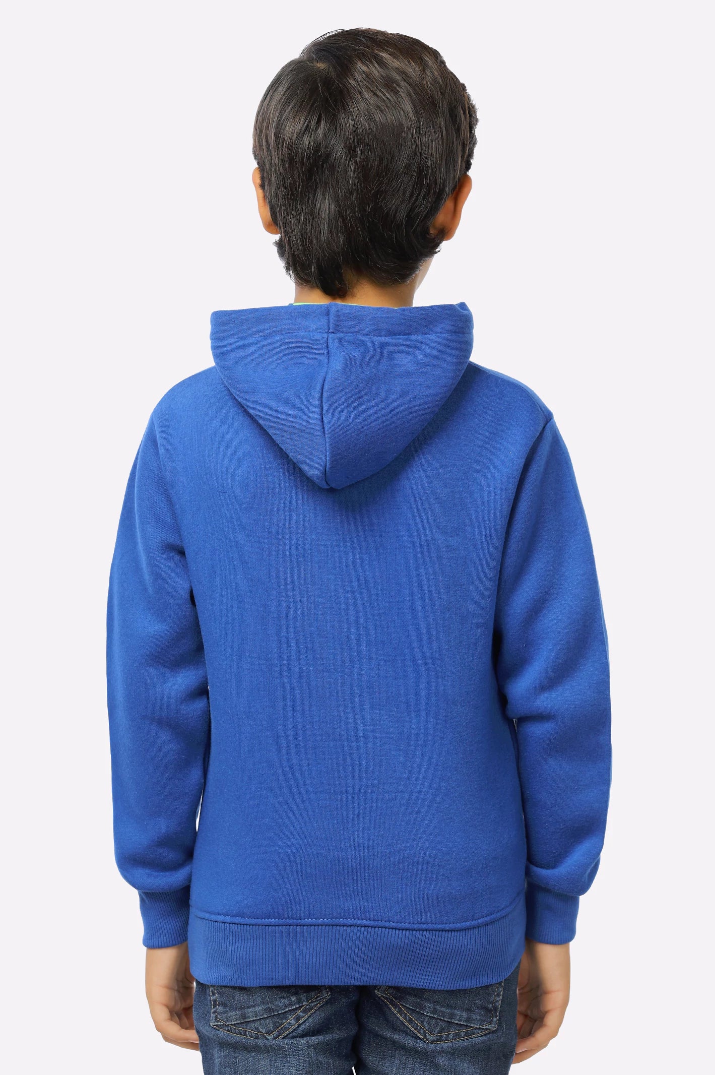 Royal Blue Graphic Printed Boys Hoodie From Diners