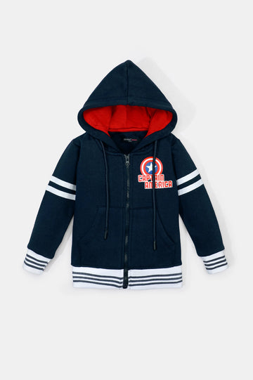 Captain America Print Boys Zipper Hoodie