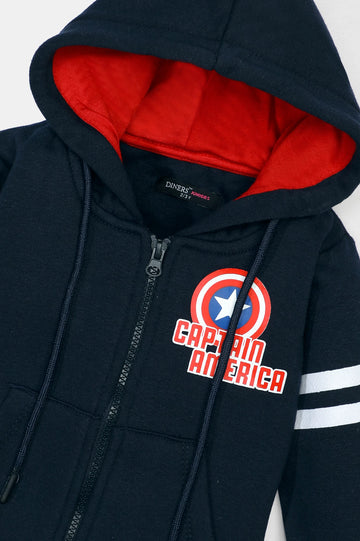 Captain America Print Boys Zipper Hoodie