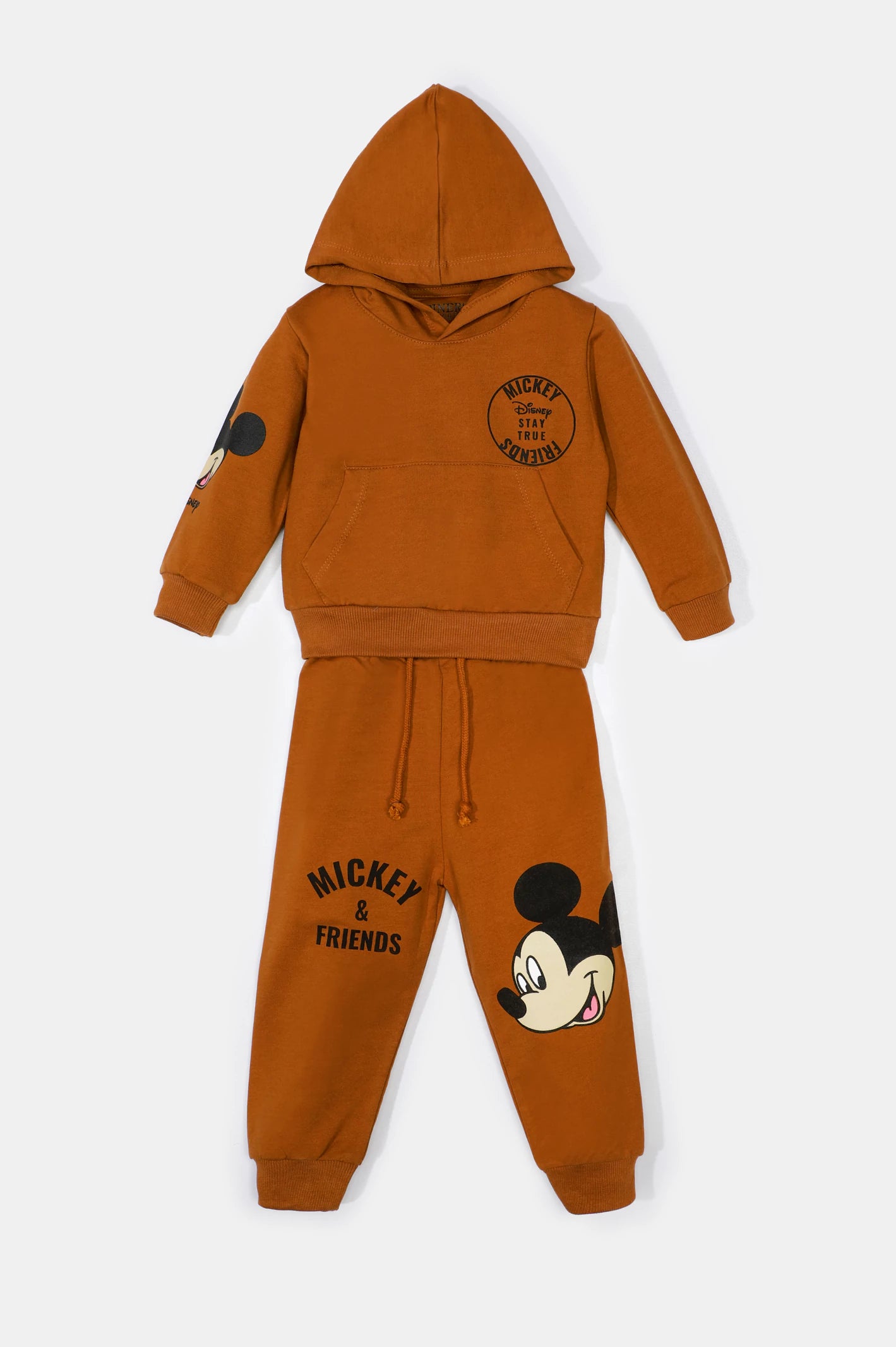 Brown Mickey Mouse Printed Boys Hoodie with Trouser From Diners