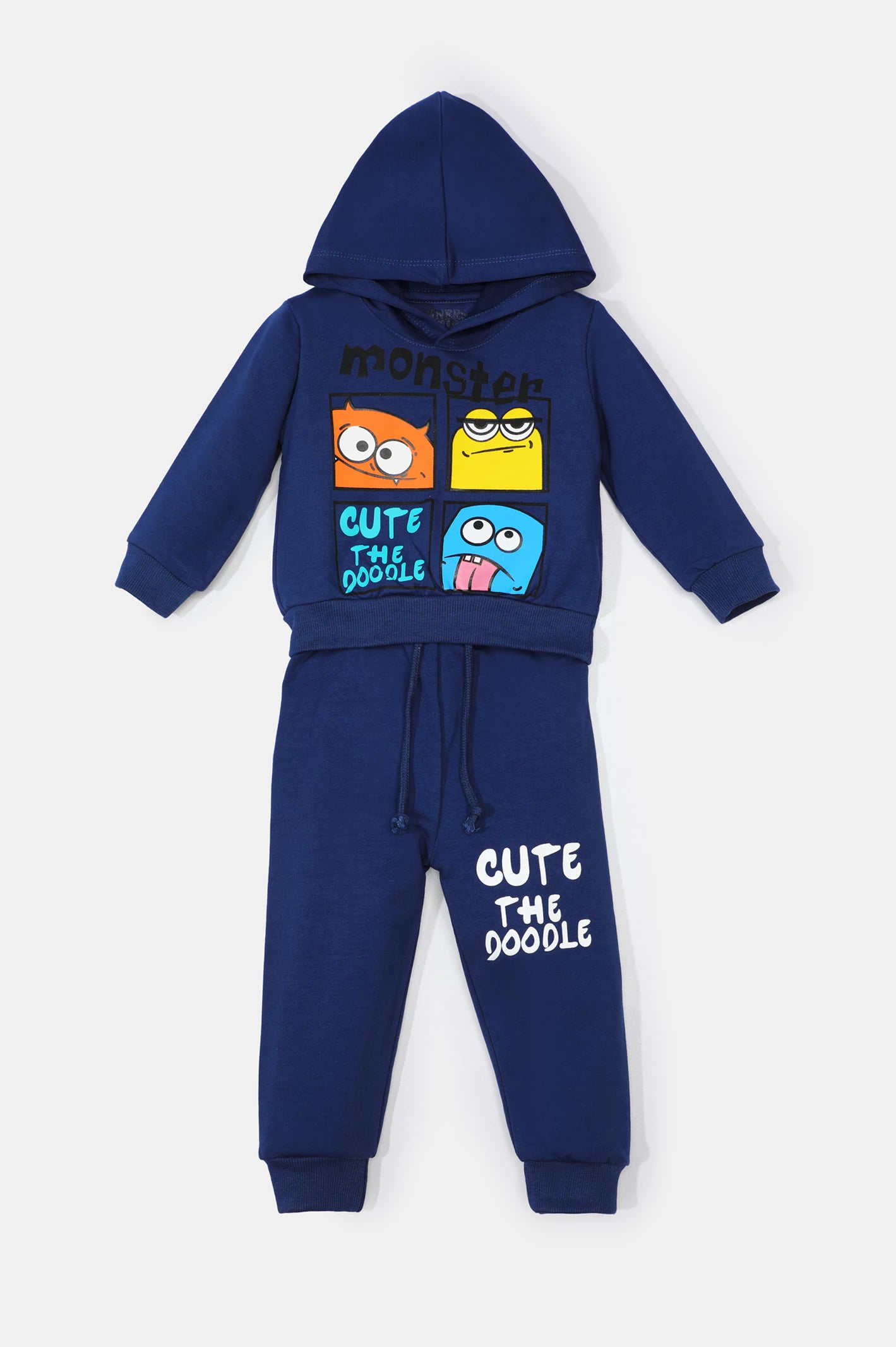 Blue Graphic Printed Boys Hoodie with Trouser From Diners