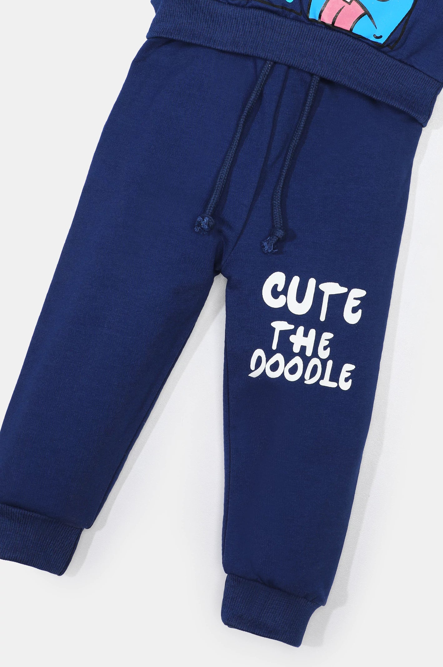 Blue Graphic Printed Boys Hoodie with Trouser From Diners