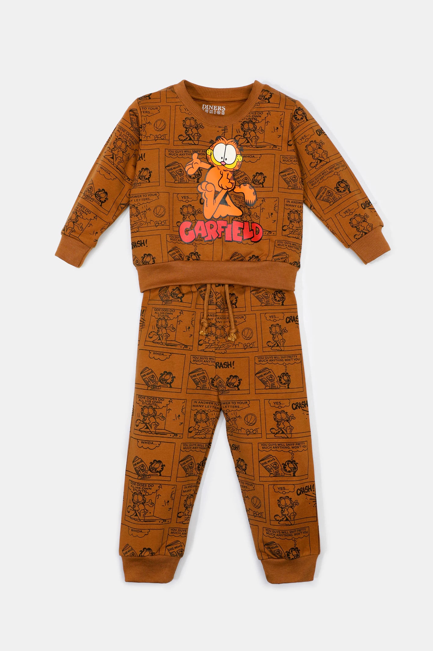 Brown Graphic Printed Boys Combos From Diners