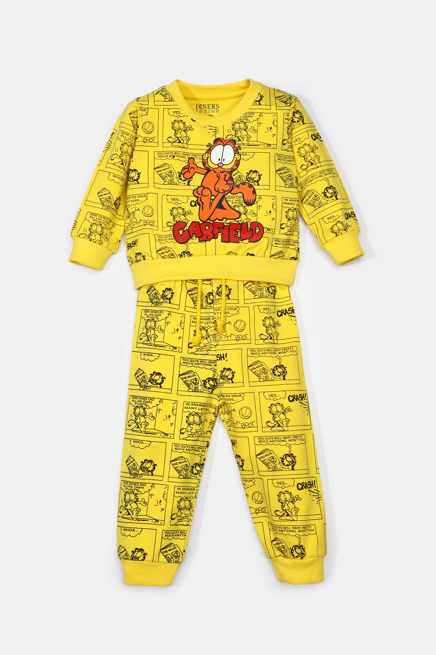 Yellow Graphic Printed Boys Combos From Diners