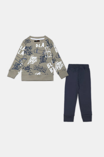 Graffiti Print Boys Sweatshirt With Trouser