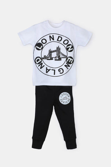 Black Graphic Printed Boys Combo