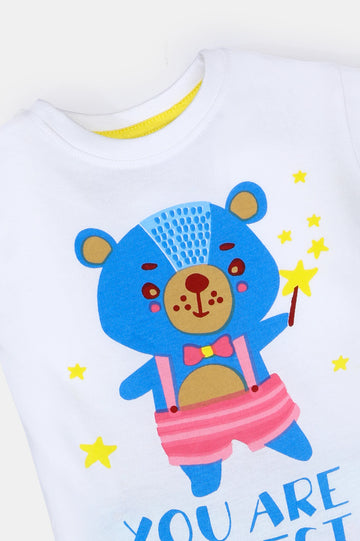 Turquoise Graphic Printed Boys Combo