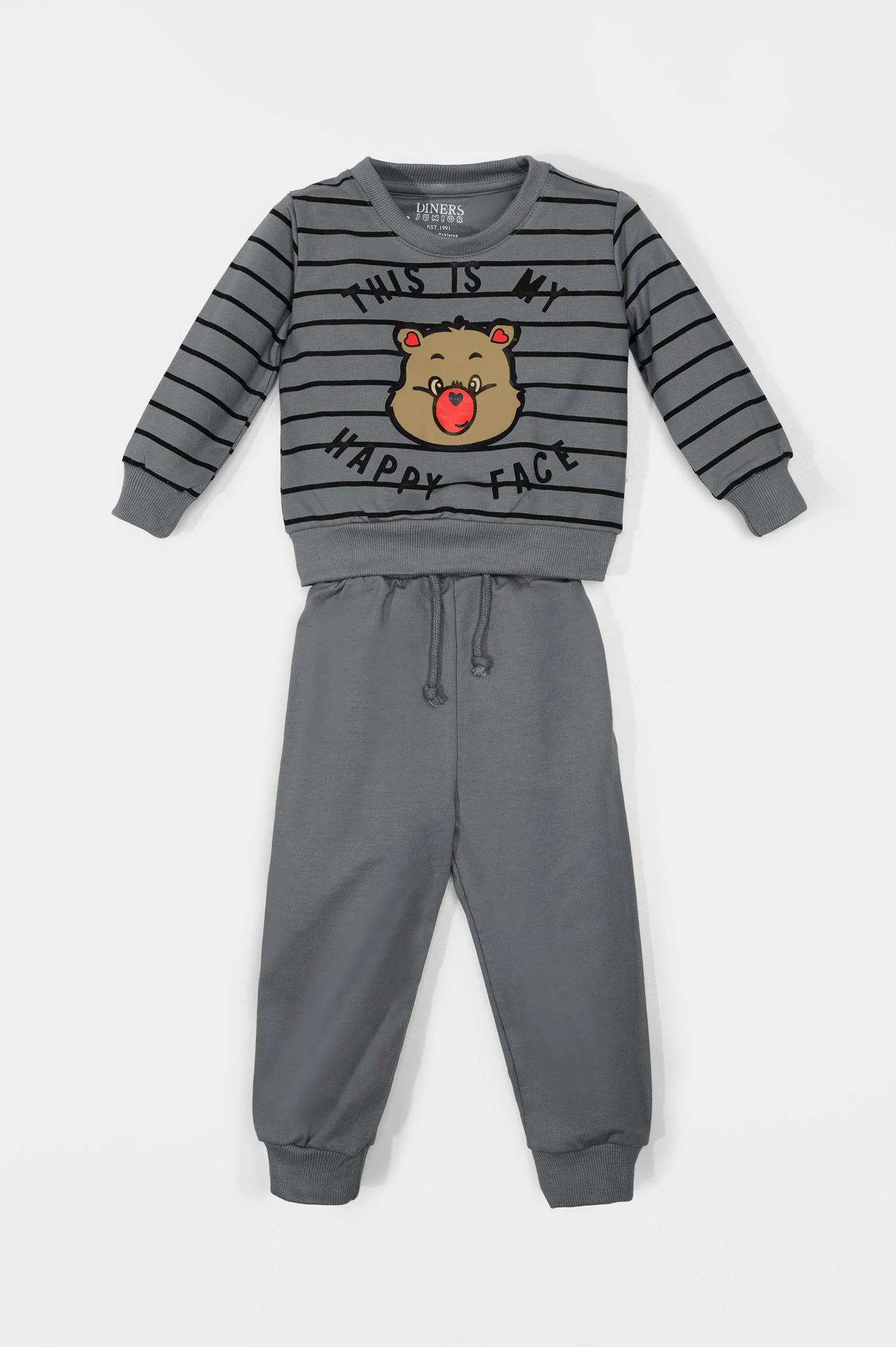 Grey Graphic Printed Boys Combos From Diners