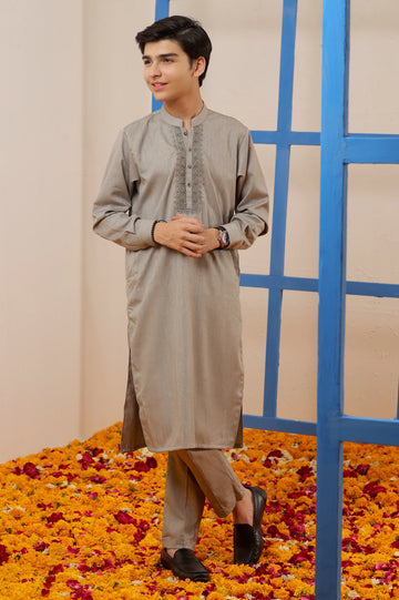 Boys Light Brown Kurta Pajama