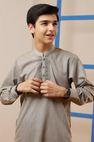 Boys Light Brown Kurta Pajama