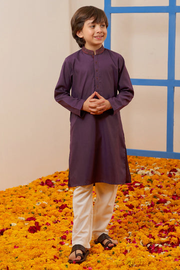 Boys Purple Kurta Pajama