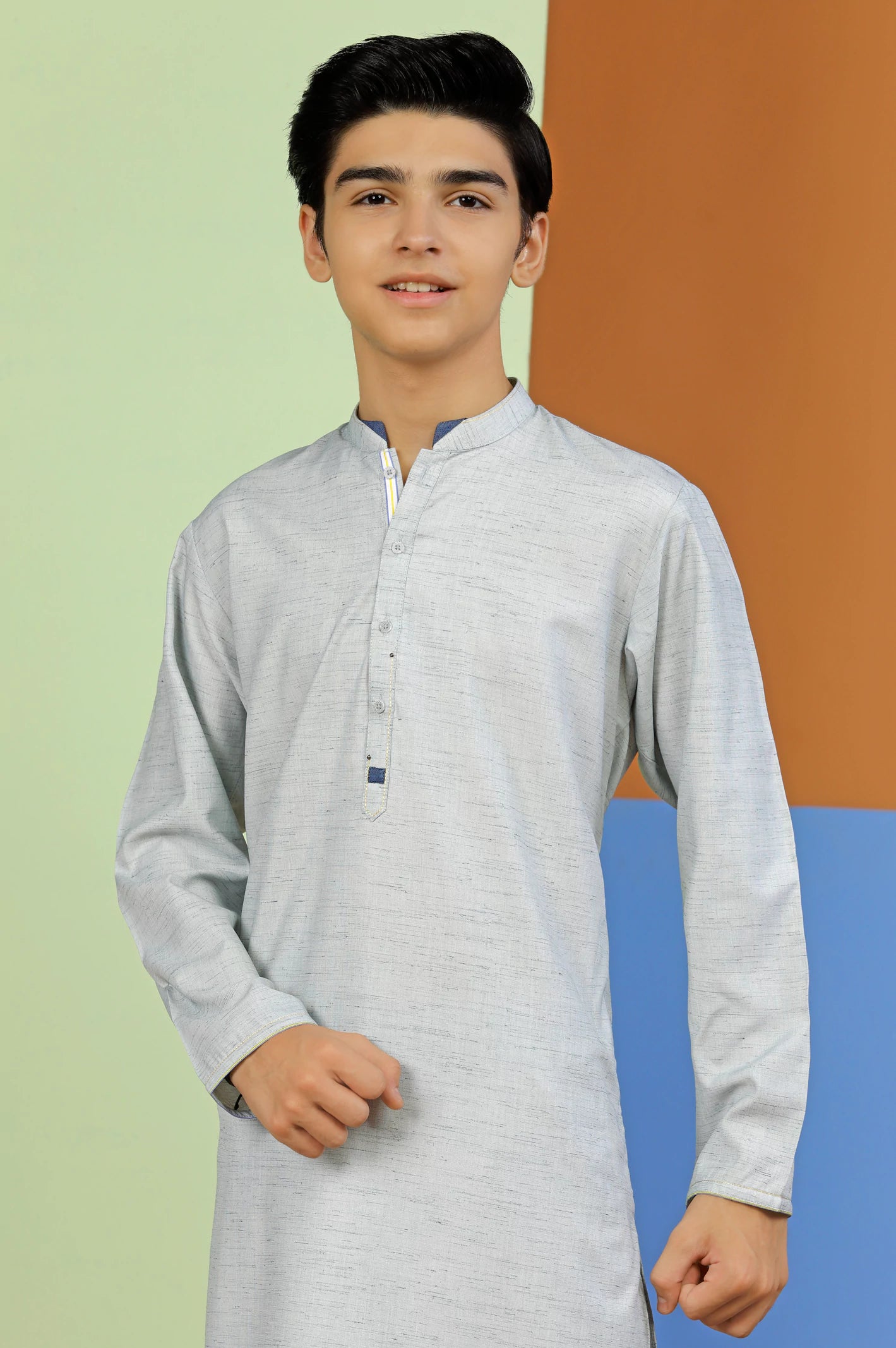 Light Grey Boys Kurta Pajama From Diners