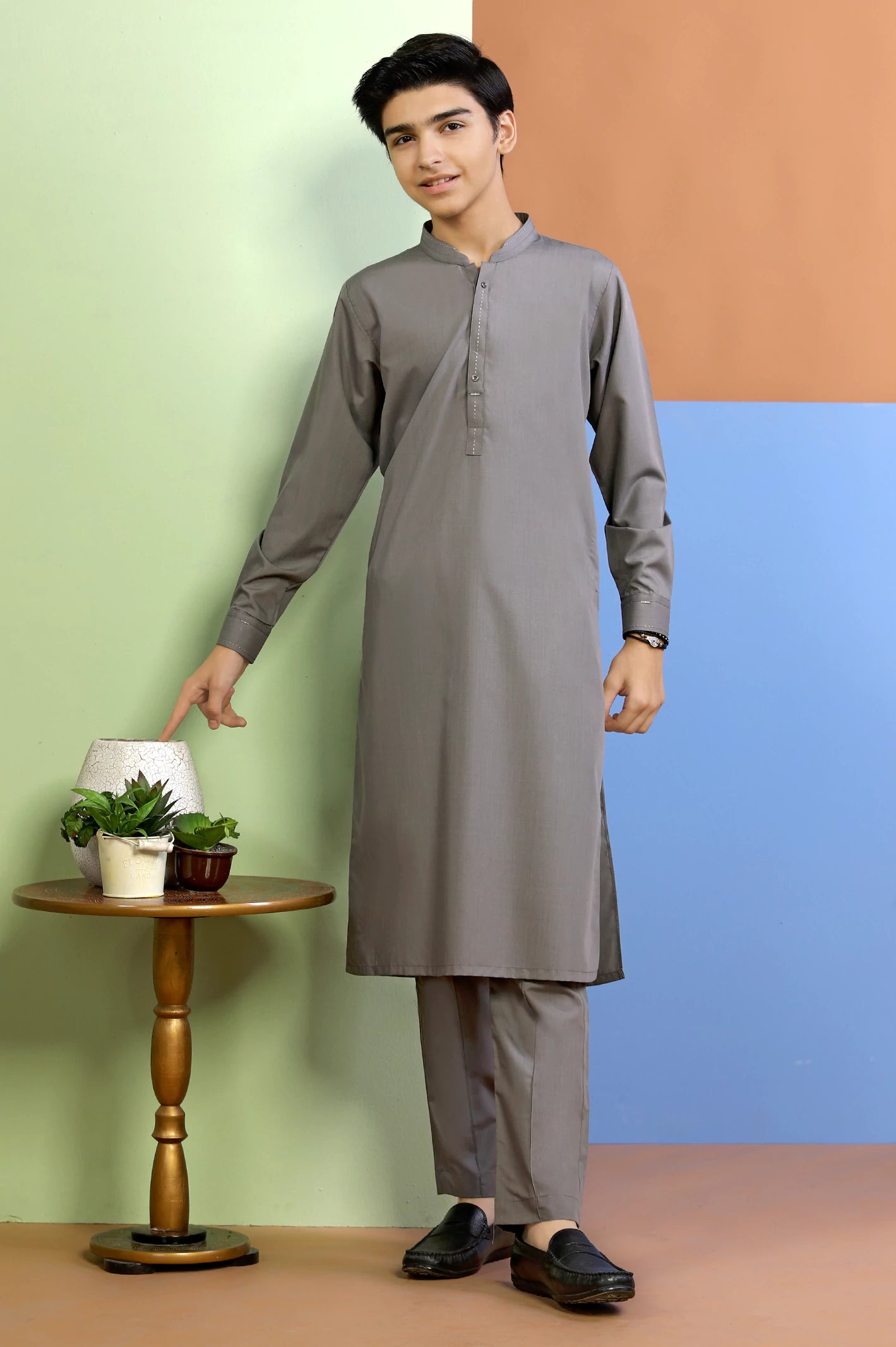 Grey Boys Kurta Pajama From Diners