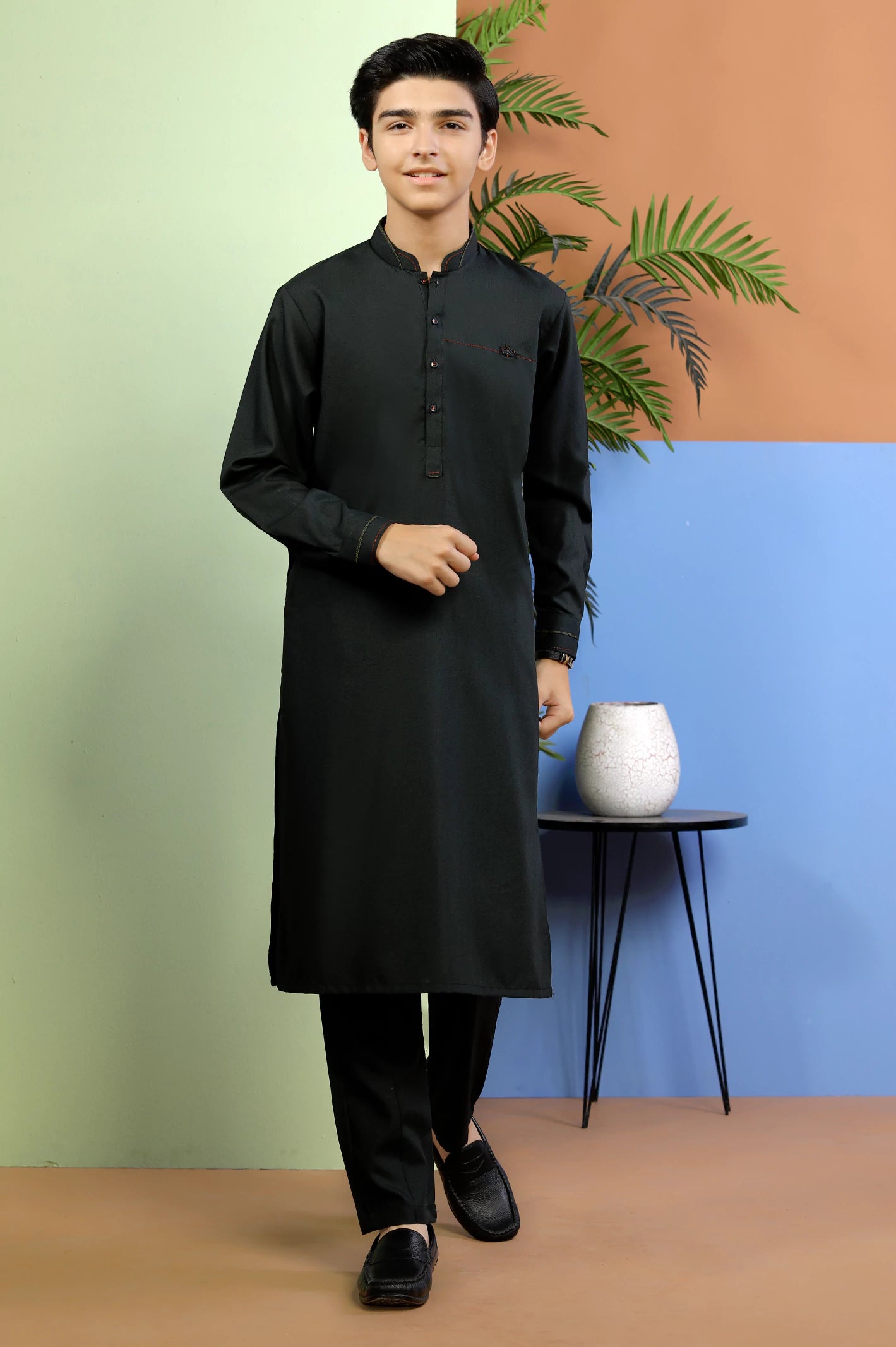 Dark Green Boys Kurta Pajama From Diners