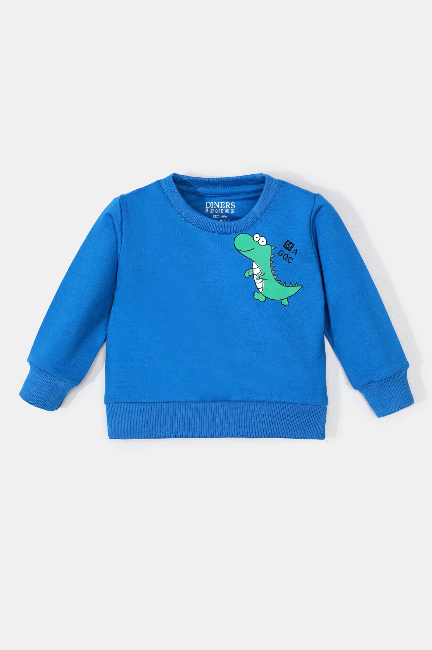 Blue Dino Printed Boys Sweatshirt From Diners