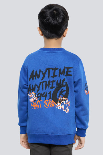 Royal Blue Graphic Printed Boys Sweatshirt