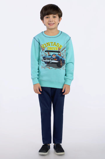 Vintage Design Embossed Boys Sweatshirt