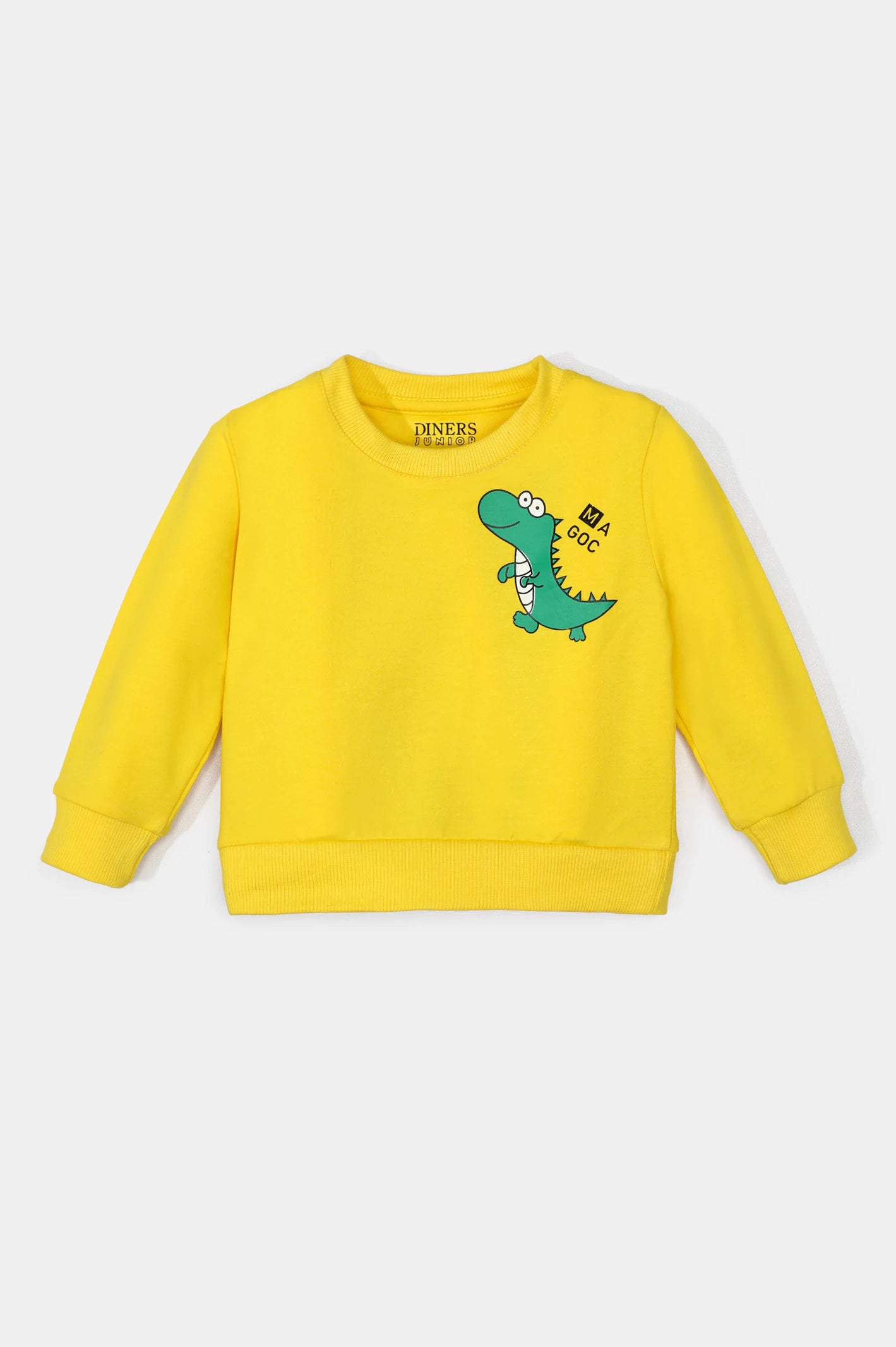 Yellow Dino Printed Boys Sweatshirt From Diners