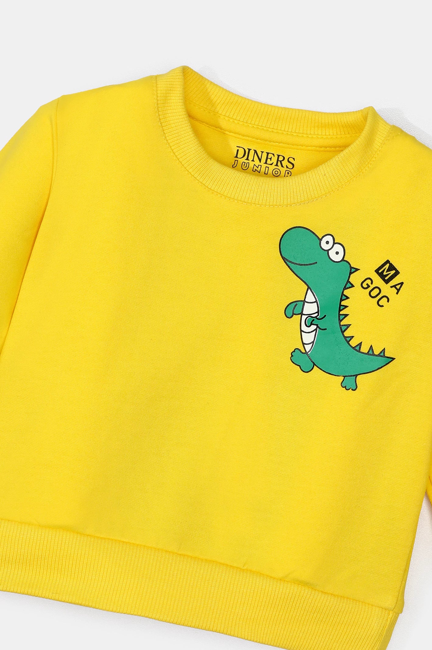 Yellow Dino Printed Boys Sweatshirt From Diners