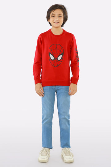Red Spider Man Printed Boys Sweatshirt