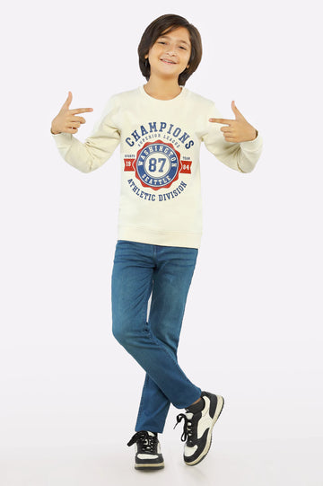 Off White Graphic Printed Boys Sweatshirt