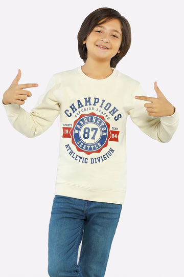 Off White Graphic Printed Boys Sweatshirt