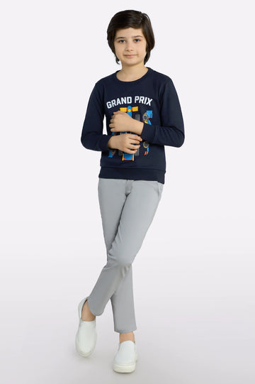 Navy Blue Graphic Boys Sweatshirt