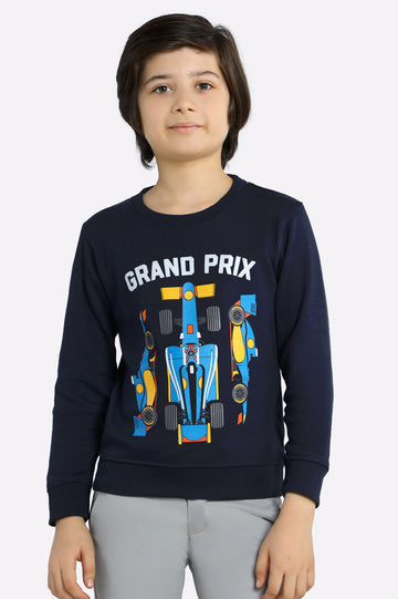 Navy Blue Graphic Boys Sweatshirt