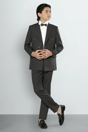 Brown Boys Double-Breasted Formal Suit