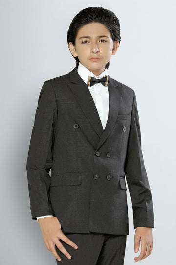 Brown Boys Double-Breasted Formal Suit