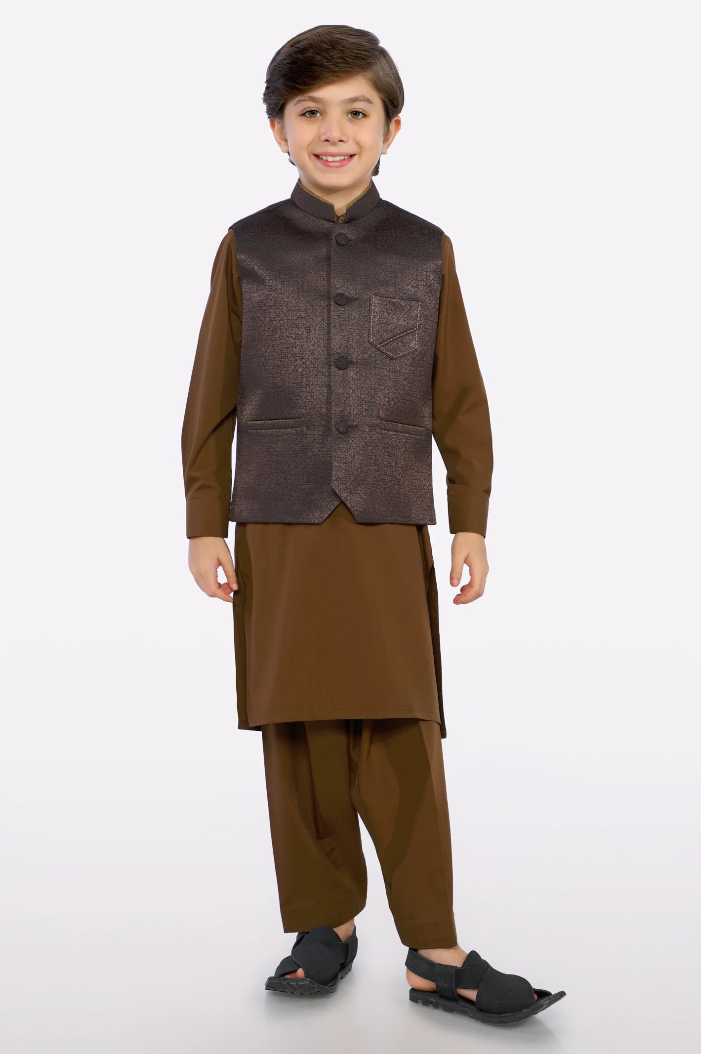 Dark Brown Boys Waistcoat