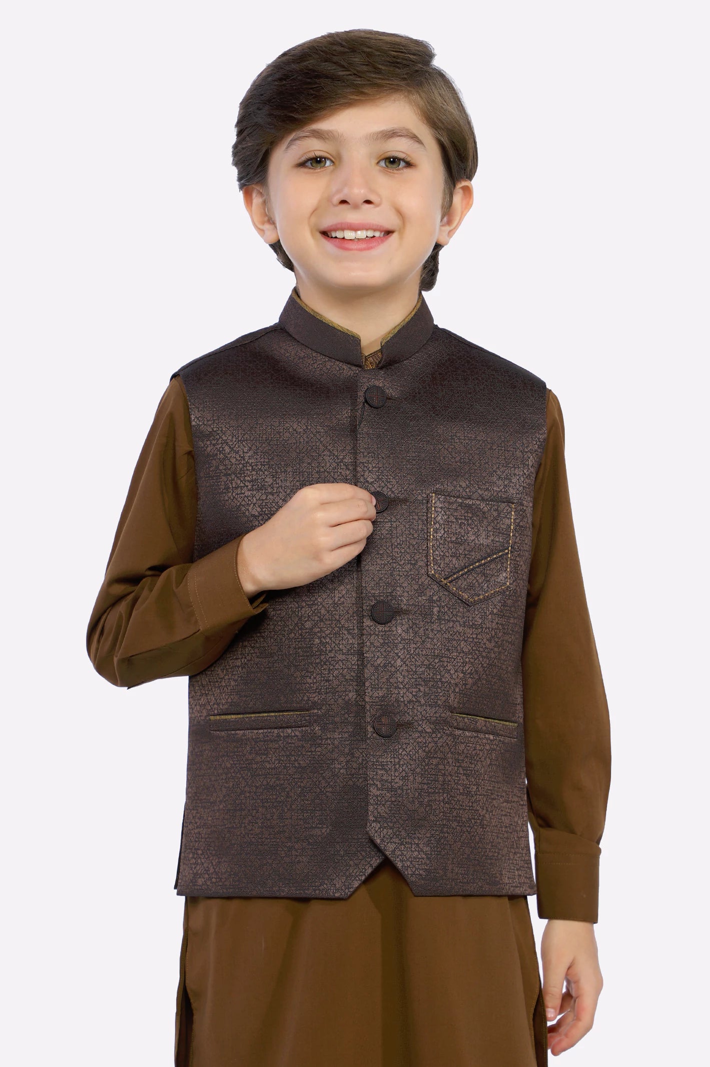 Boys Dark Brown Waistcoat