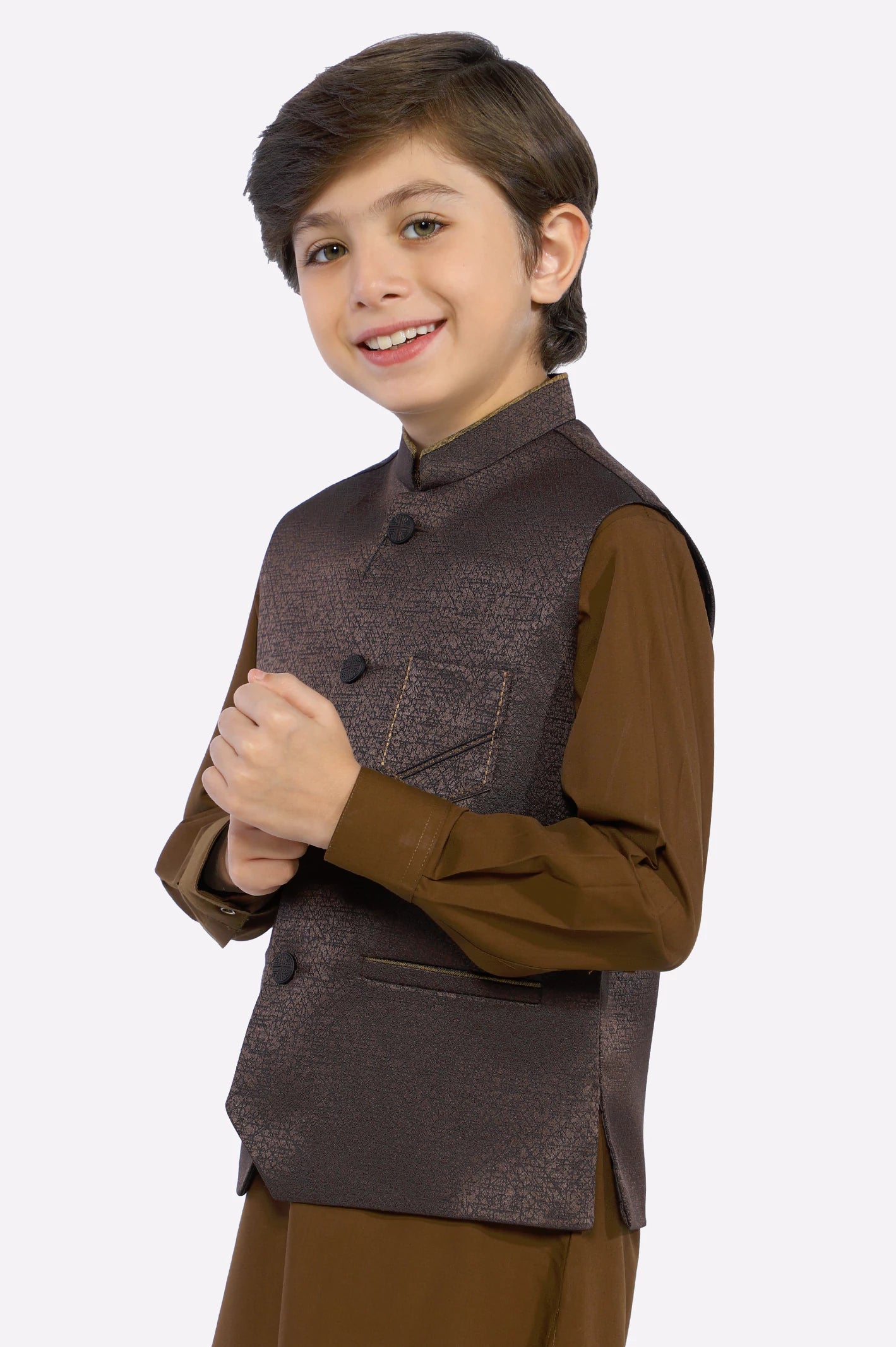 Kids Dark Brown Waistcoat