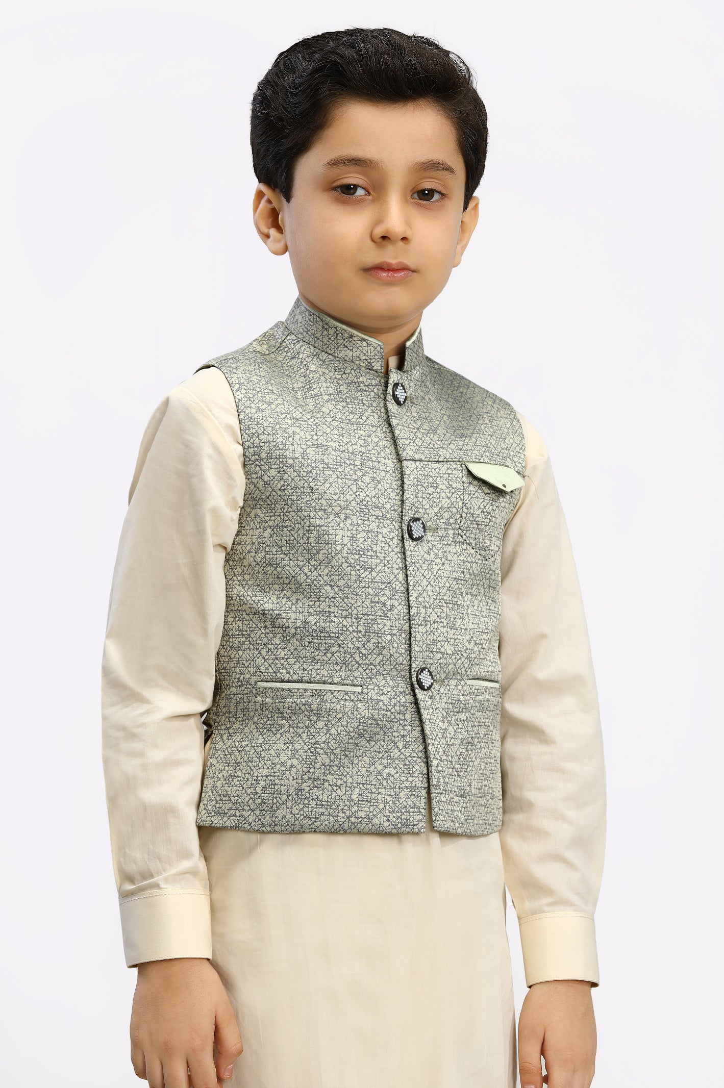 Kids Off White Waist Coat From Diners