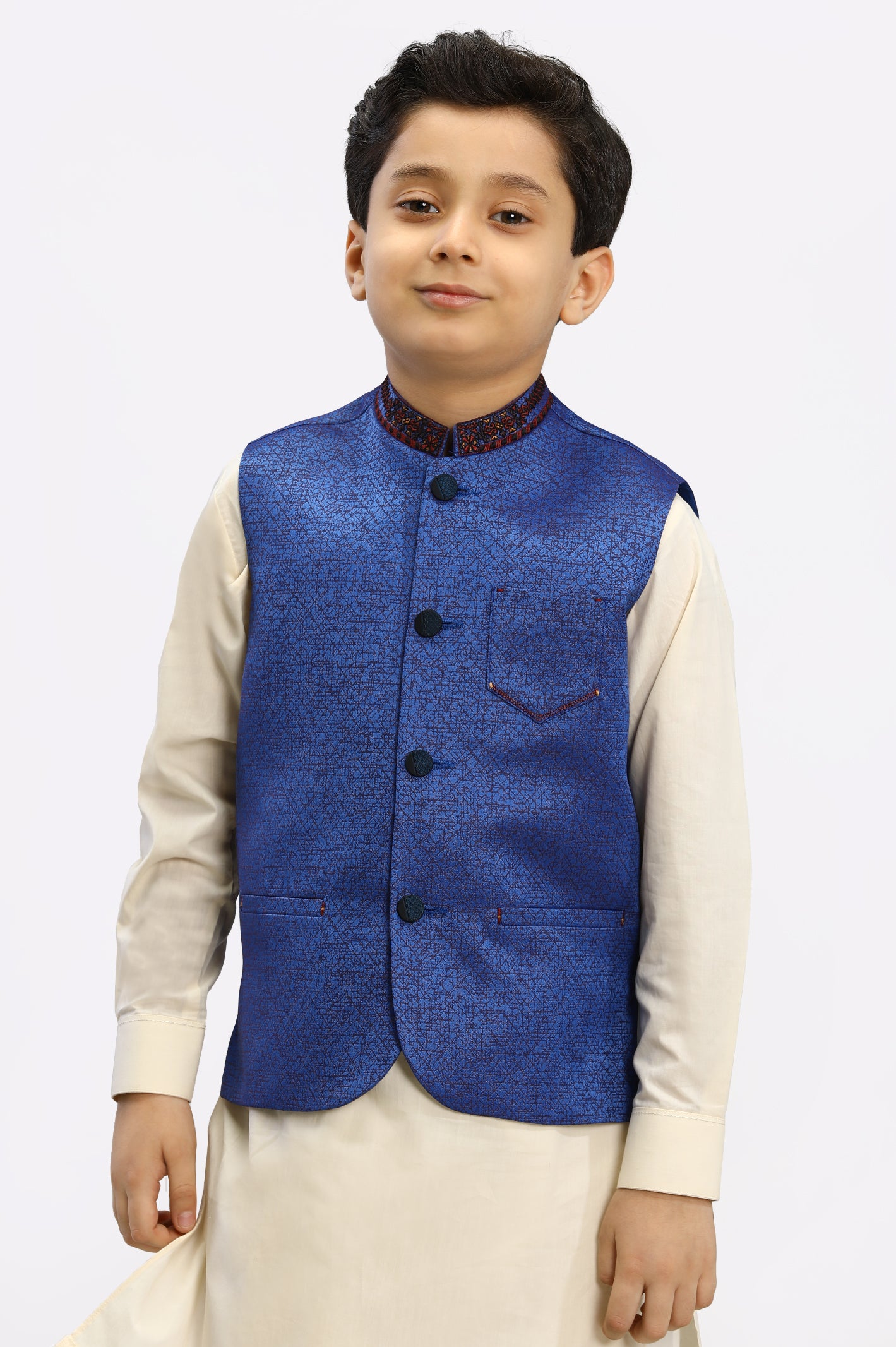 Boys Ink Blue Waist Coat